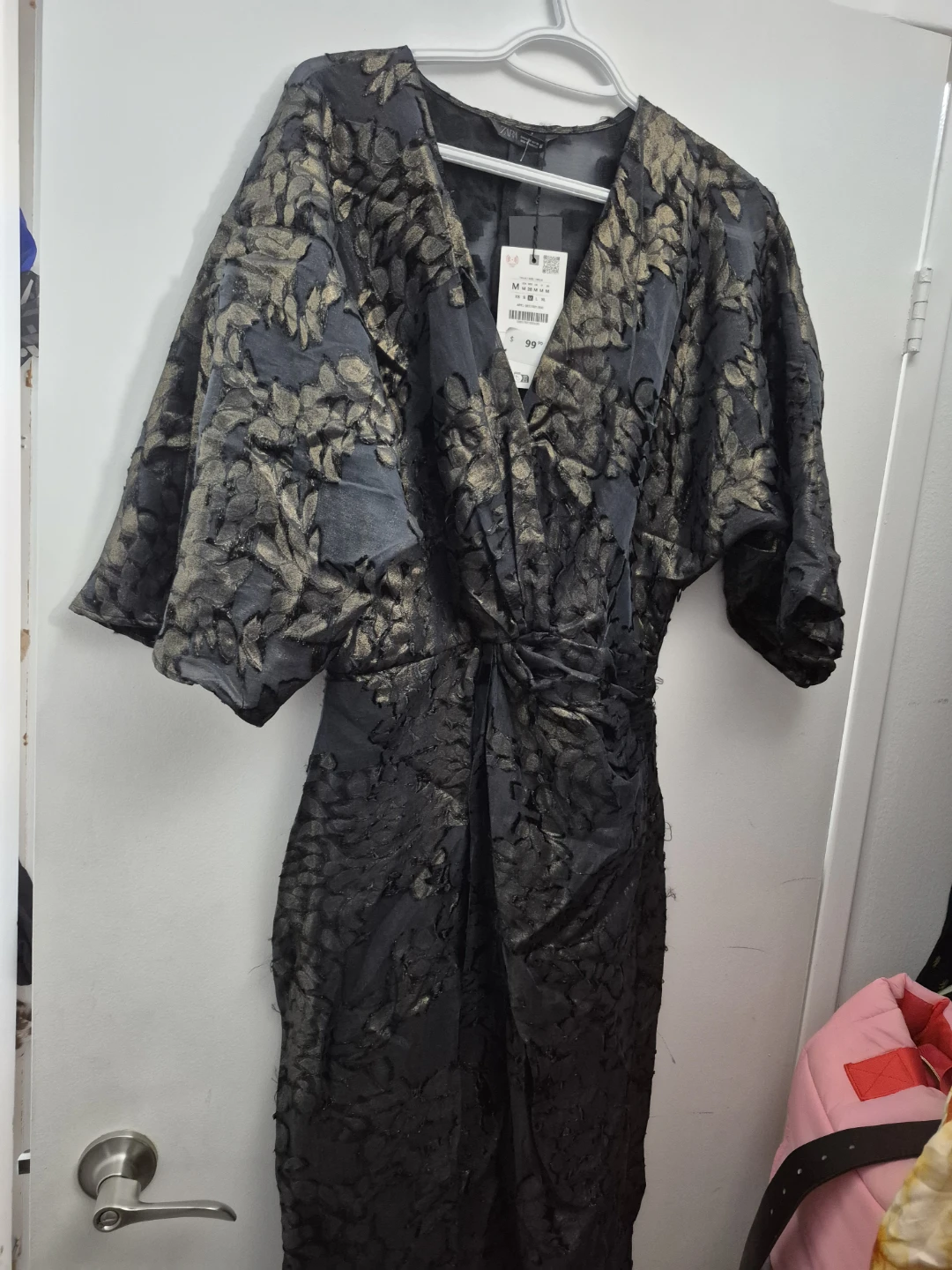 Zara Black Floral Print Kimono Sleeve Dress - photo 2