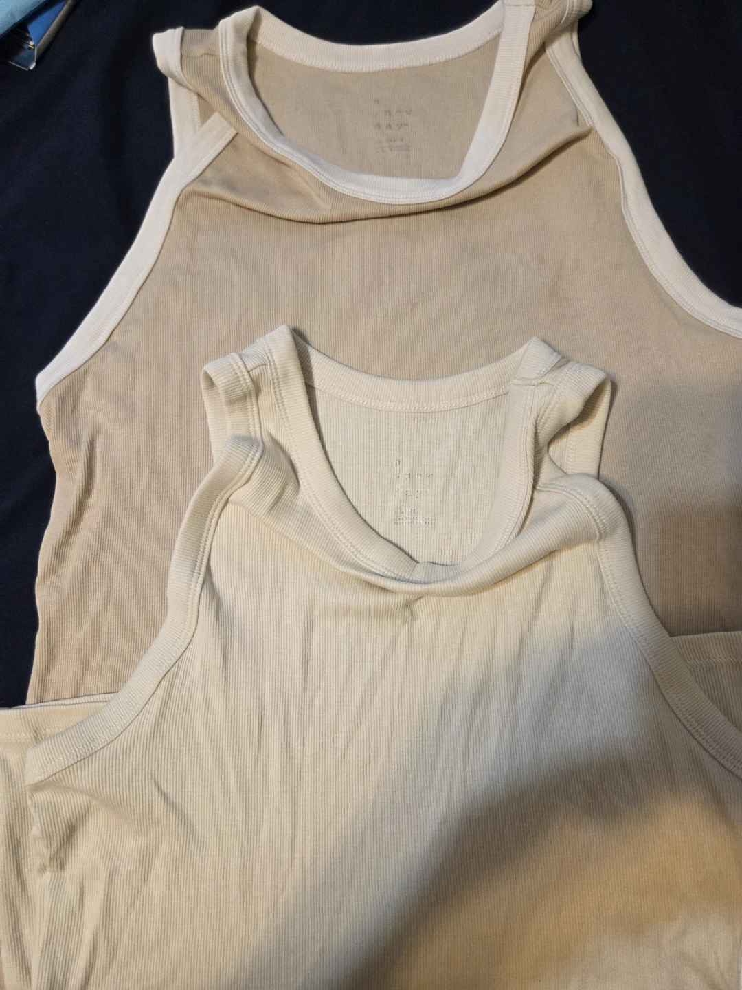 A New Day Ribbed Tank Tops (XL) - Beige & Cream