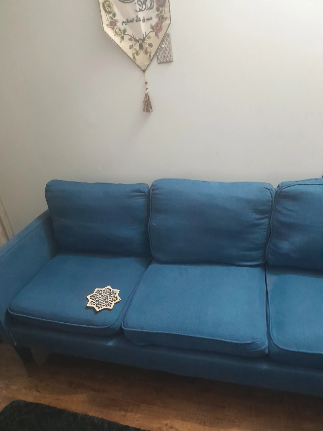 Blue 3-seater sofa - photo 2
