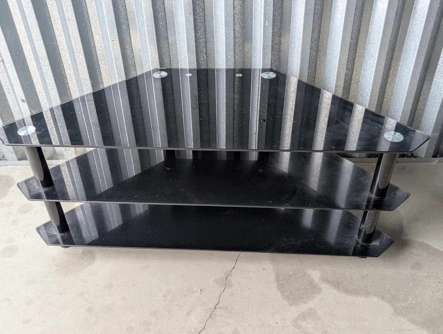 Black Glass Corner TV Stand