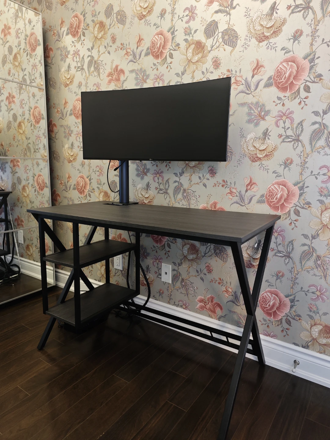 43" Dark Wood Computer Desk with power outlet and USB port