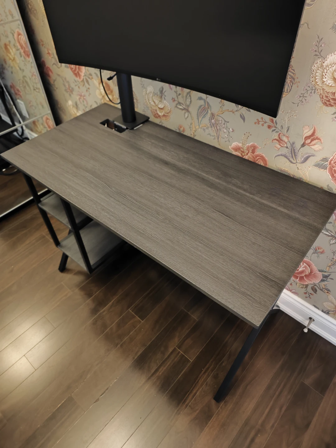 43" Dark Wood Computer Desk with power outlet and USB port - photo 3