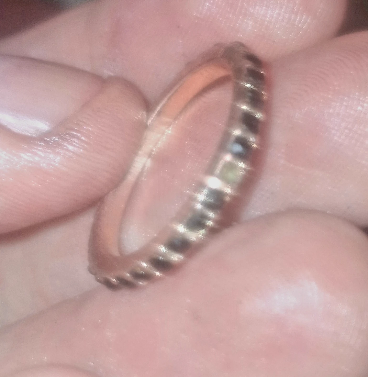Copper Tone Ring with Dark Stones
