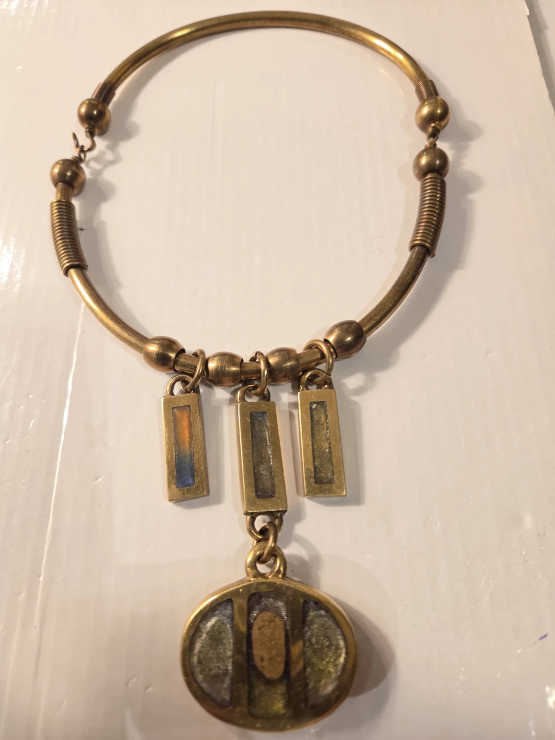 Vintage Gold brass Necklace with Pendant