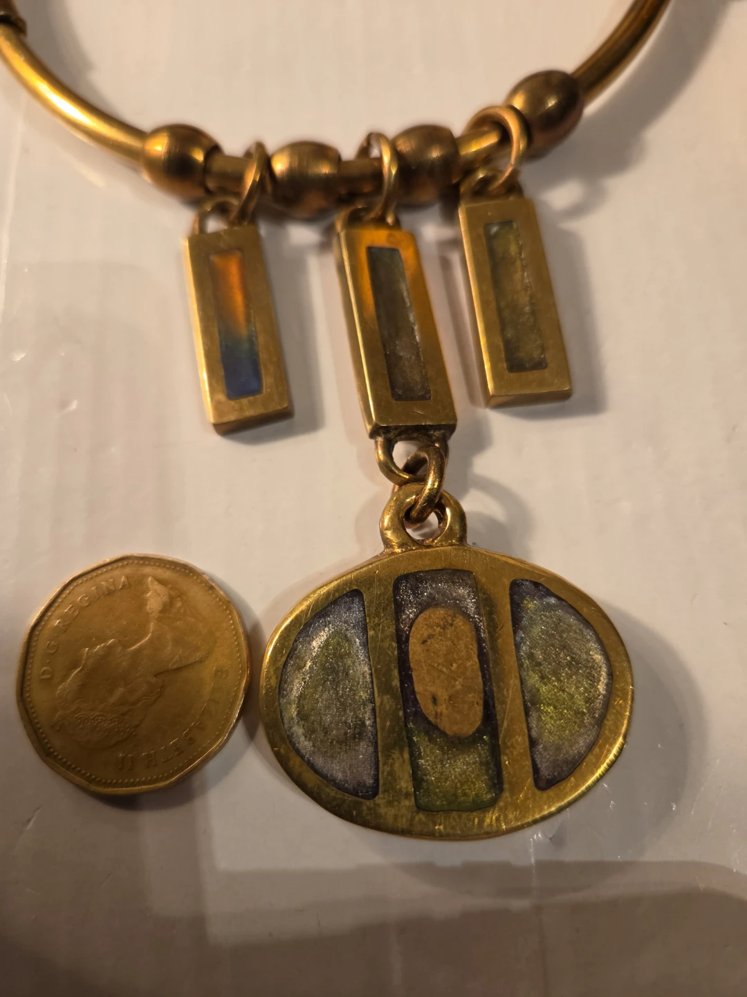 Vintage Gold brass Necklace with Pendant - photo 3