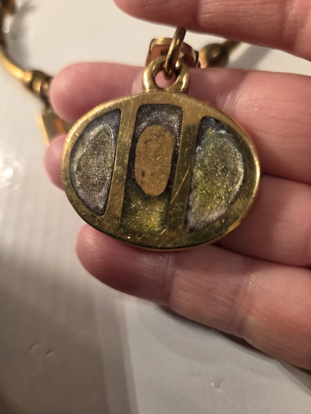 Vintage Gold brass Necklace with Pendant - photo 4