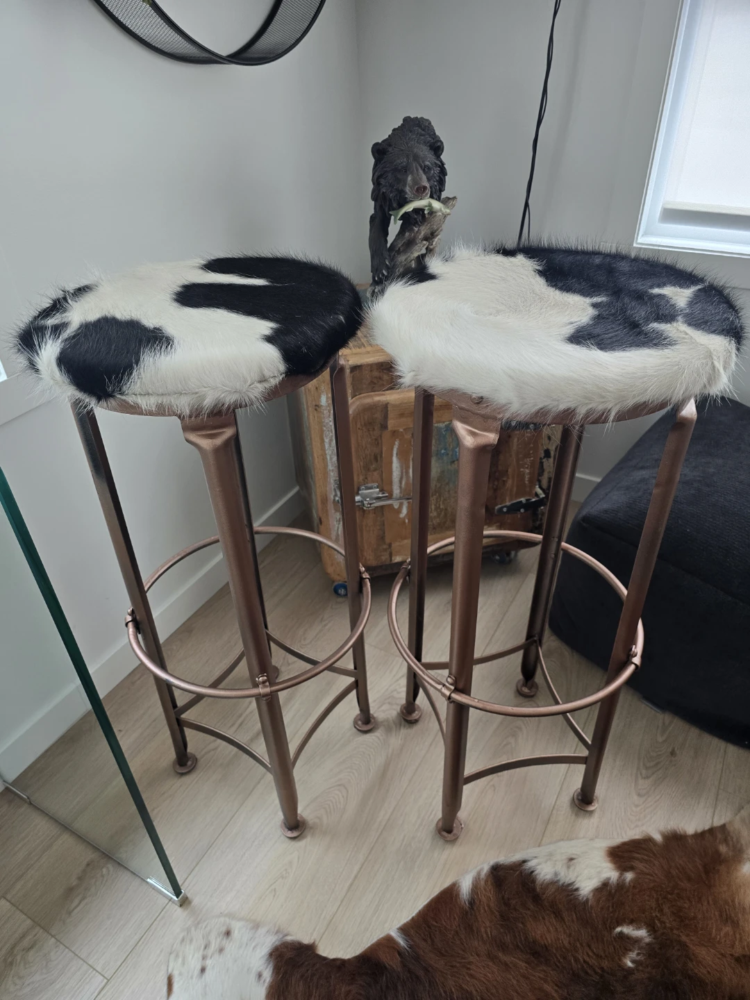GORGEOUS COPPER and BRAZILIAN COW HIDE PLANT STANDS