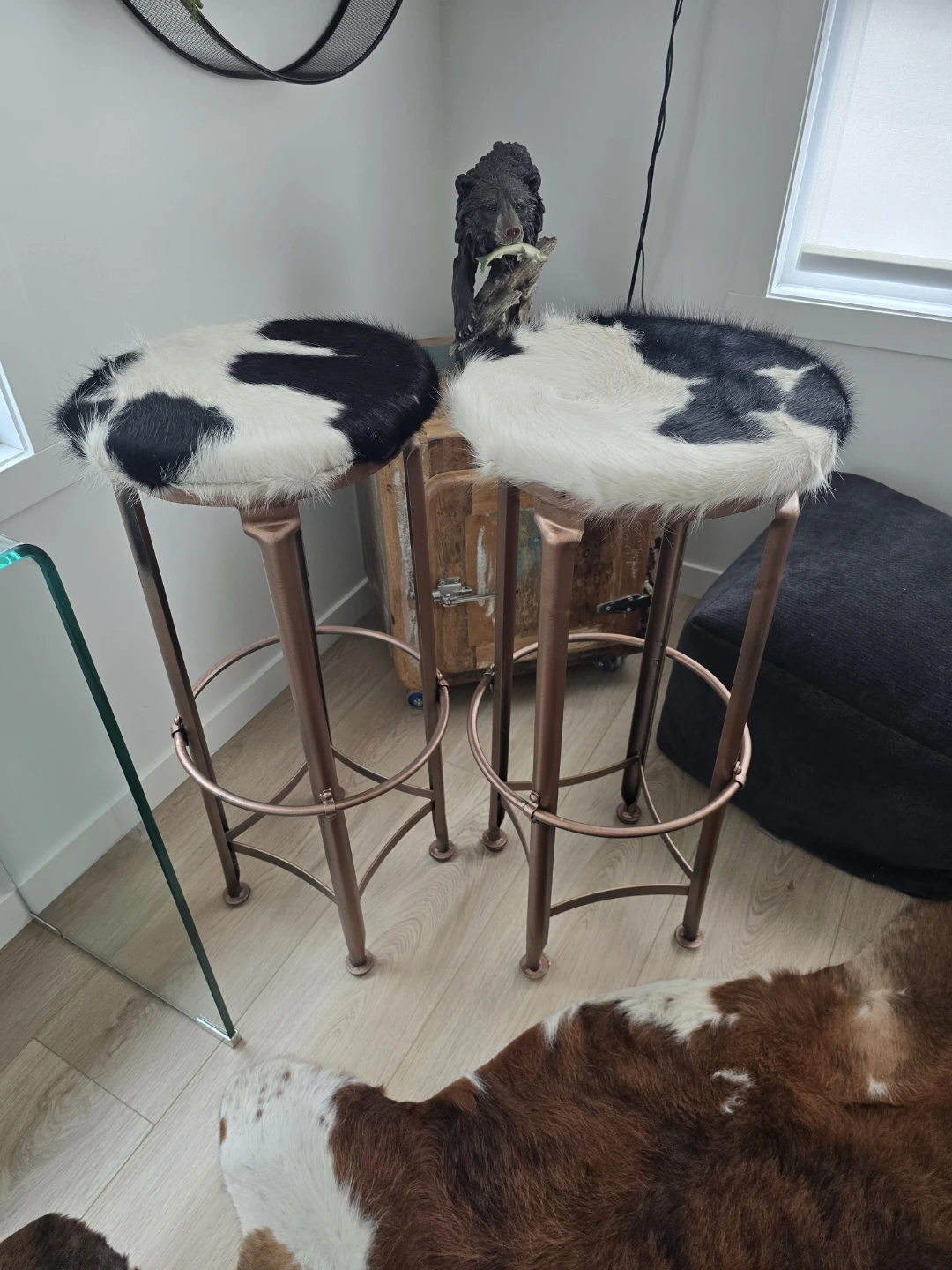 GORGEOUS COPPER and BRAZILIAN COW HIDE PLANT STANDS - photo 2