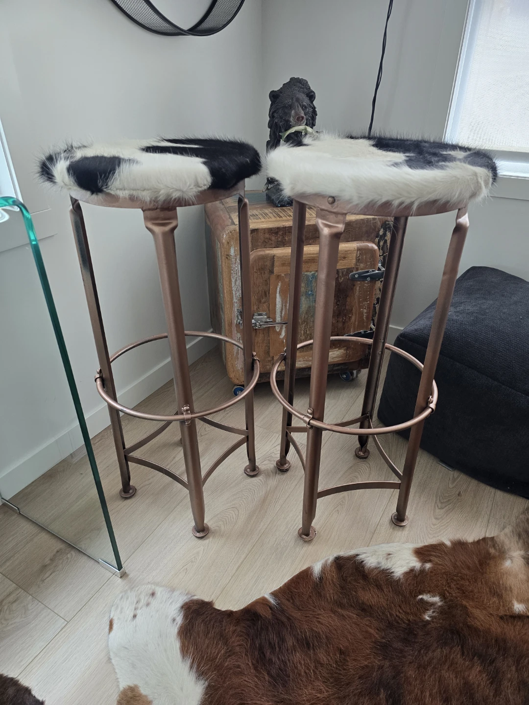 GORGEOUS COPPER and BRAZILIAN COW HIDE PLANT STANDS - photo 3