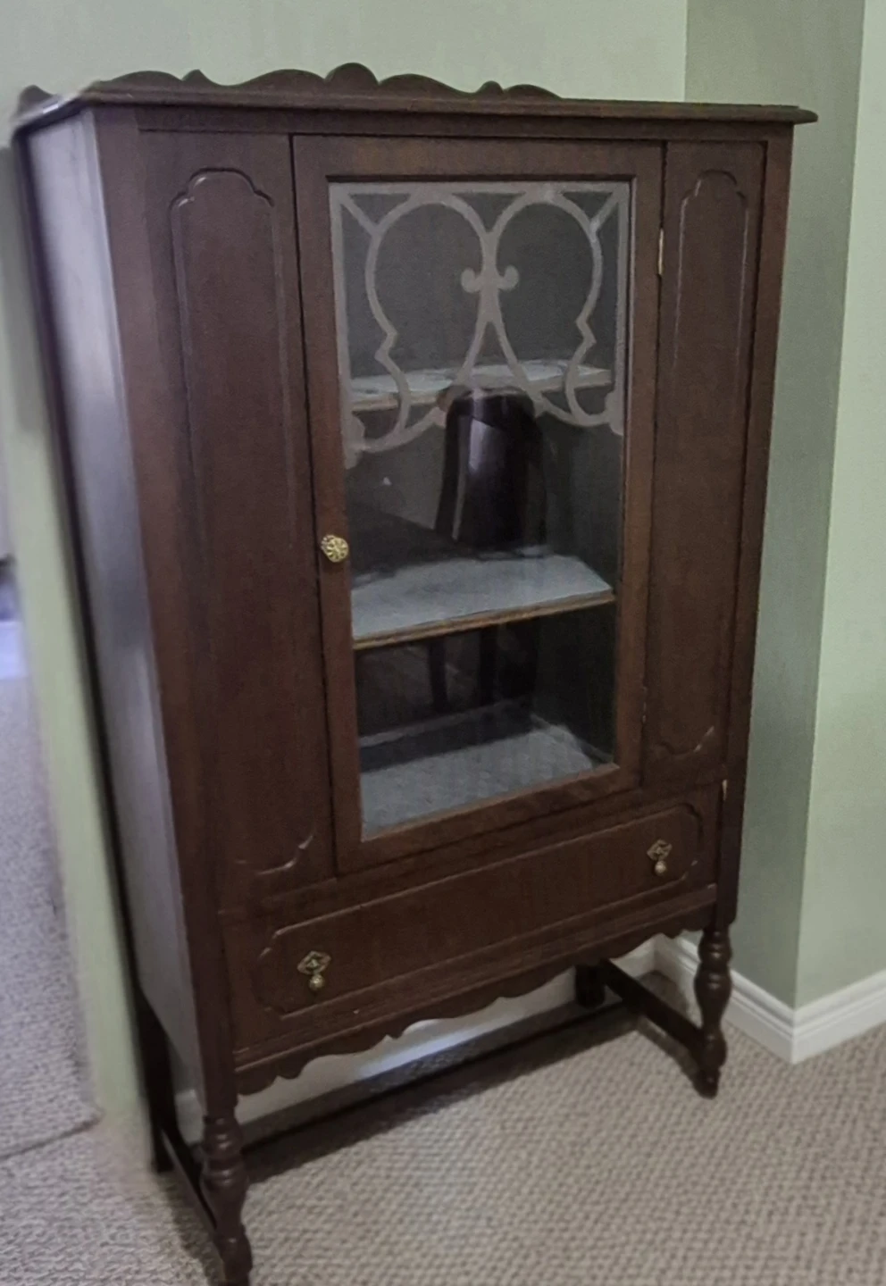 Antique Wooden Cabinet with Glass Door - photo 2