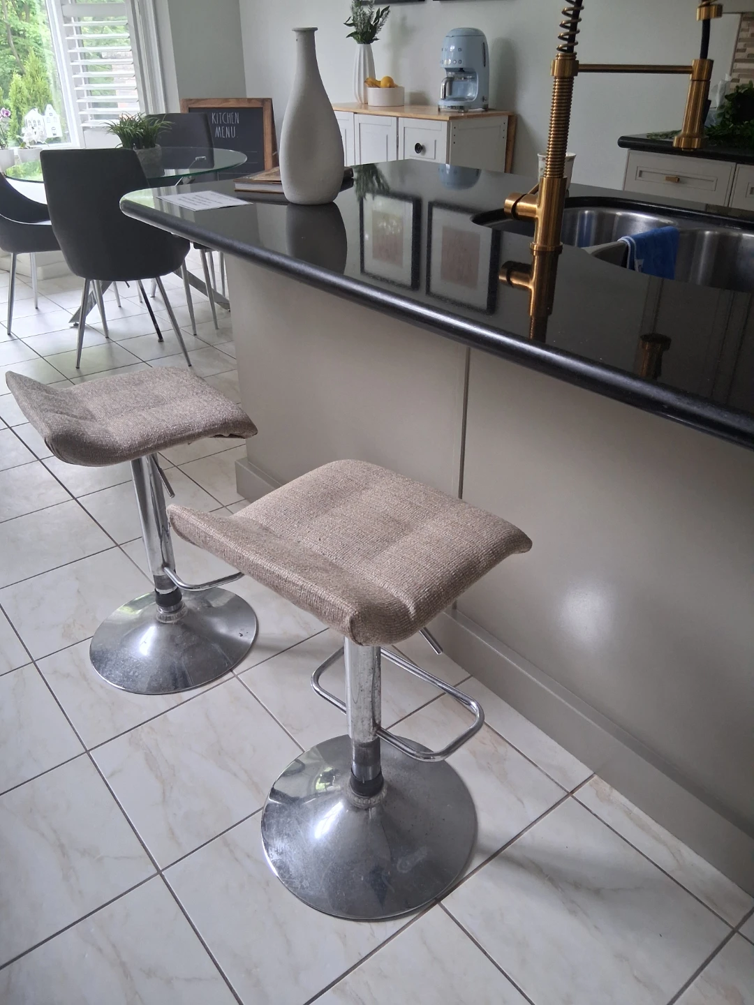 Set of 2 Adjustable Swivel Bar Stools