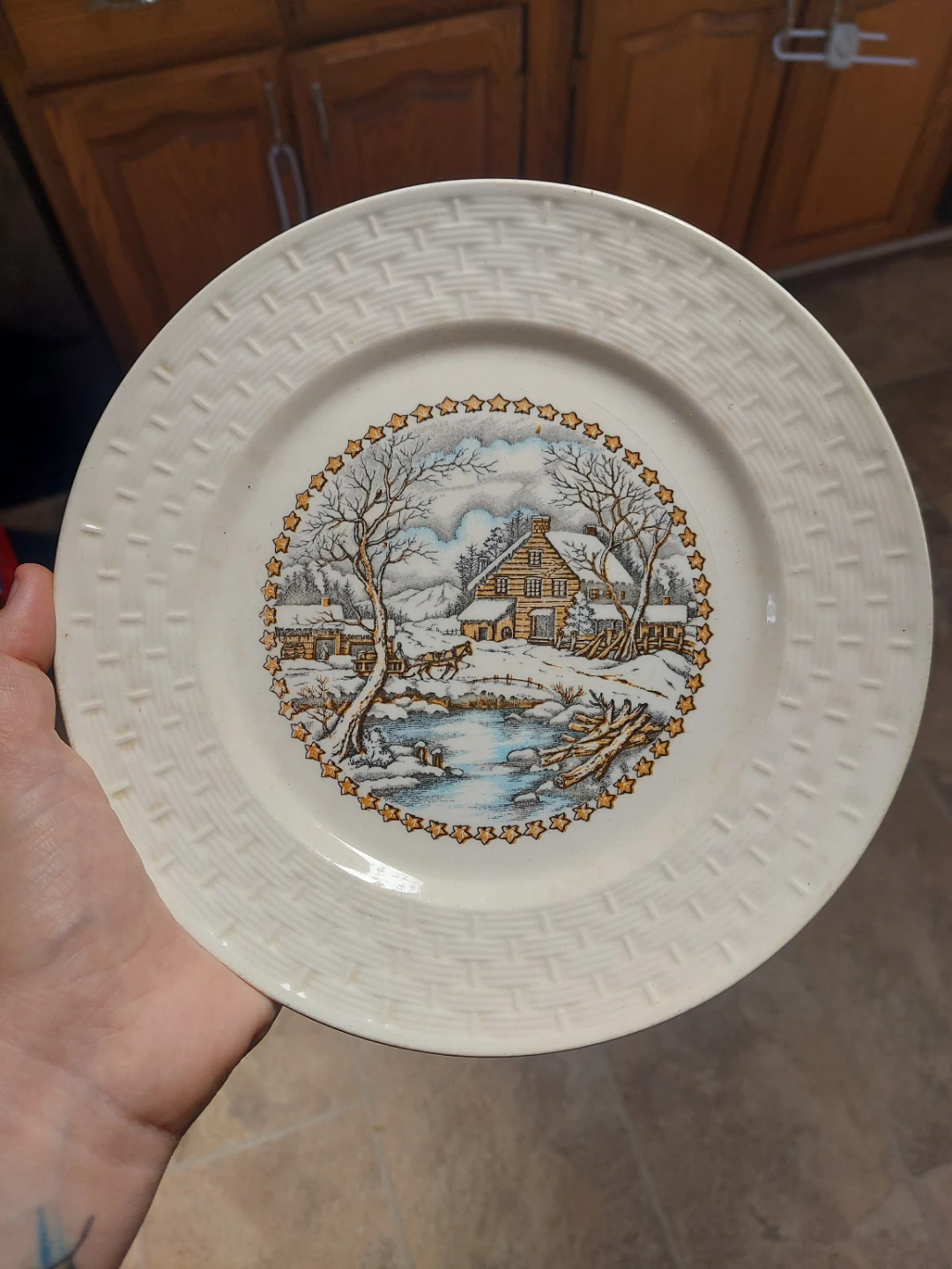 Vintage Sakura Winter Scenery Plate