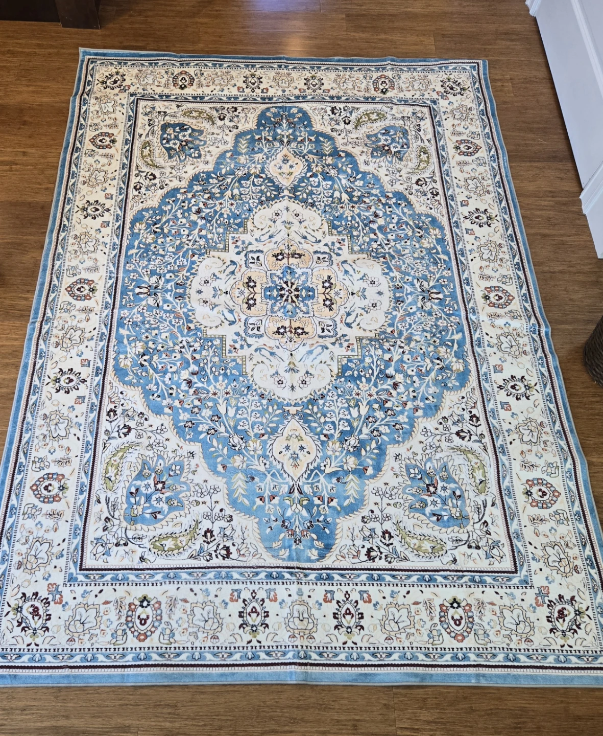 Persian Style Blue and Cream Area Rug