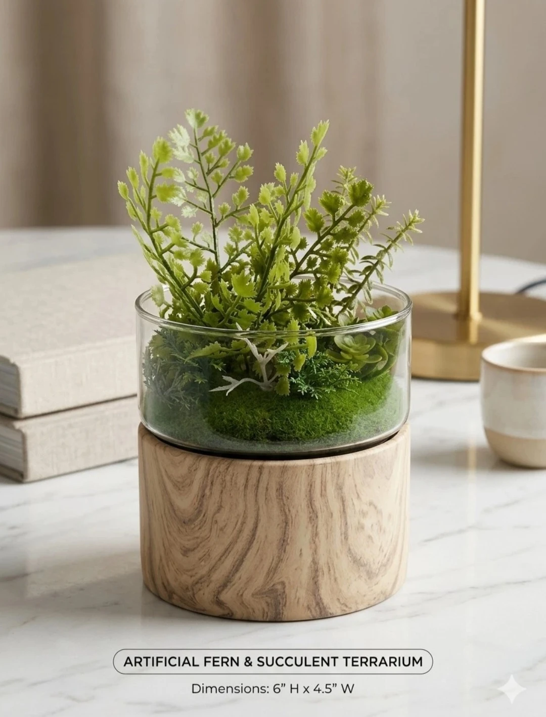 Artificial Fern & Succulent Terrarium - photo 2