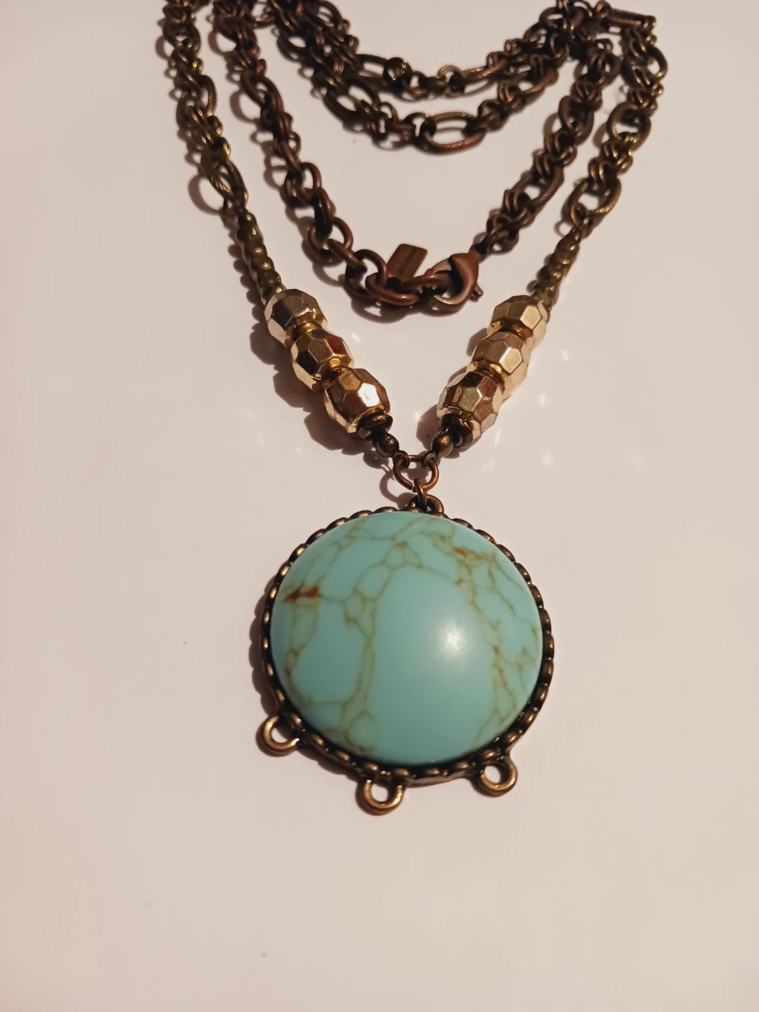 Layered Necklace with Turquoise Pendant