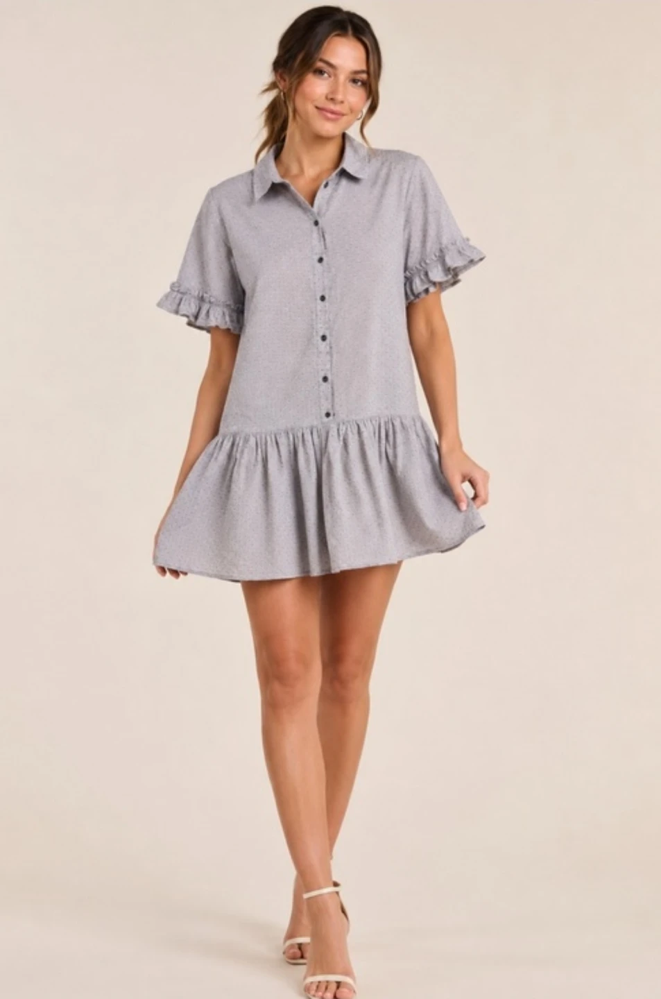 Selected Femme Blue Dotted Shirt Dress - photo 2