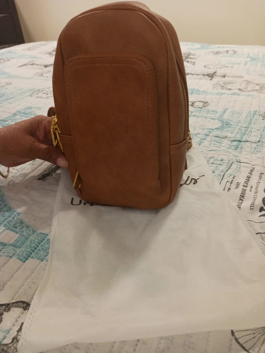 Urban Expressions Brown Faux Leather Crossbody Bag