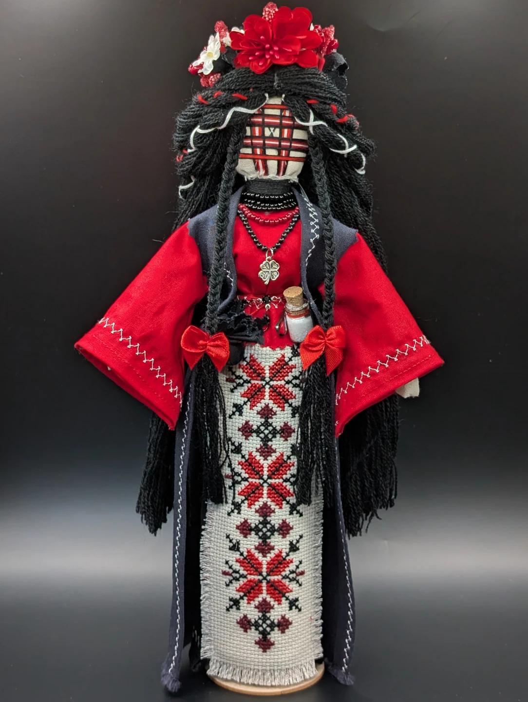 Handmade Black & Red Motanka Berehynia - Ukrainian Heritage