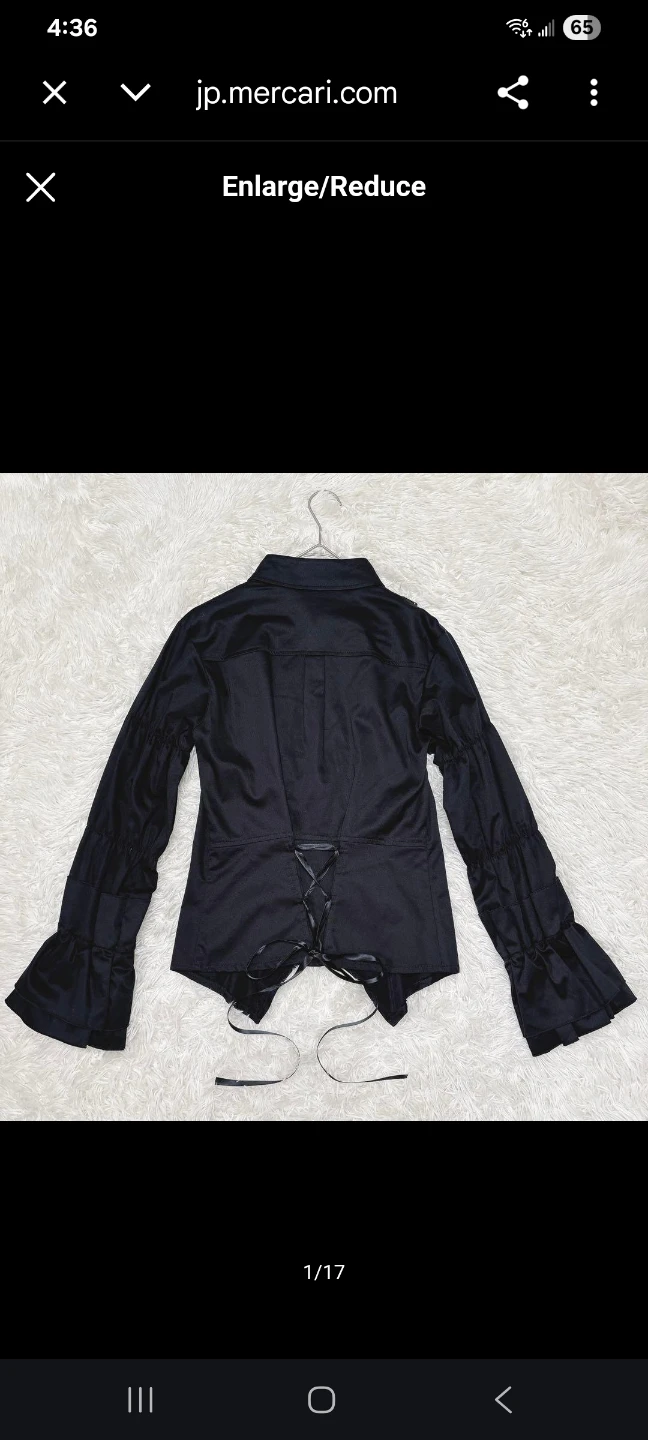 Vintage BODY LINE Gothic Button-Up Ruffle Front Lace-Up Blouse - photo 5