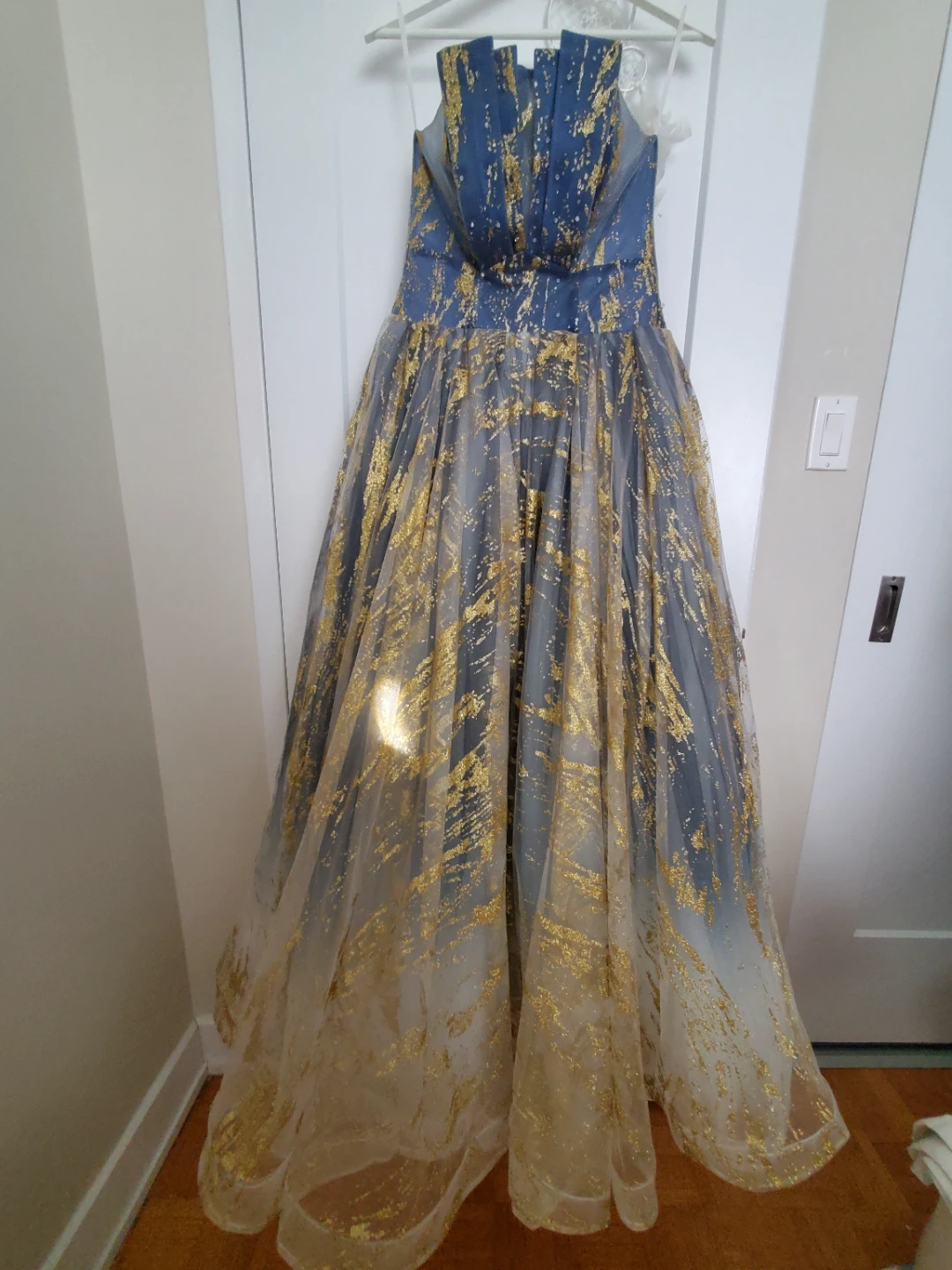 Blue and gold formal dress