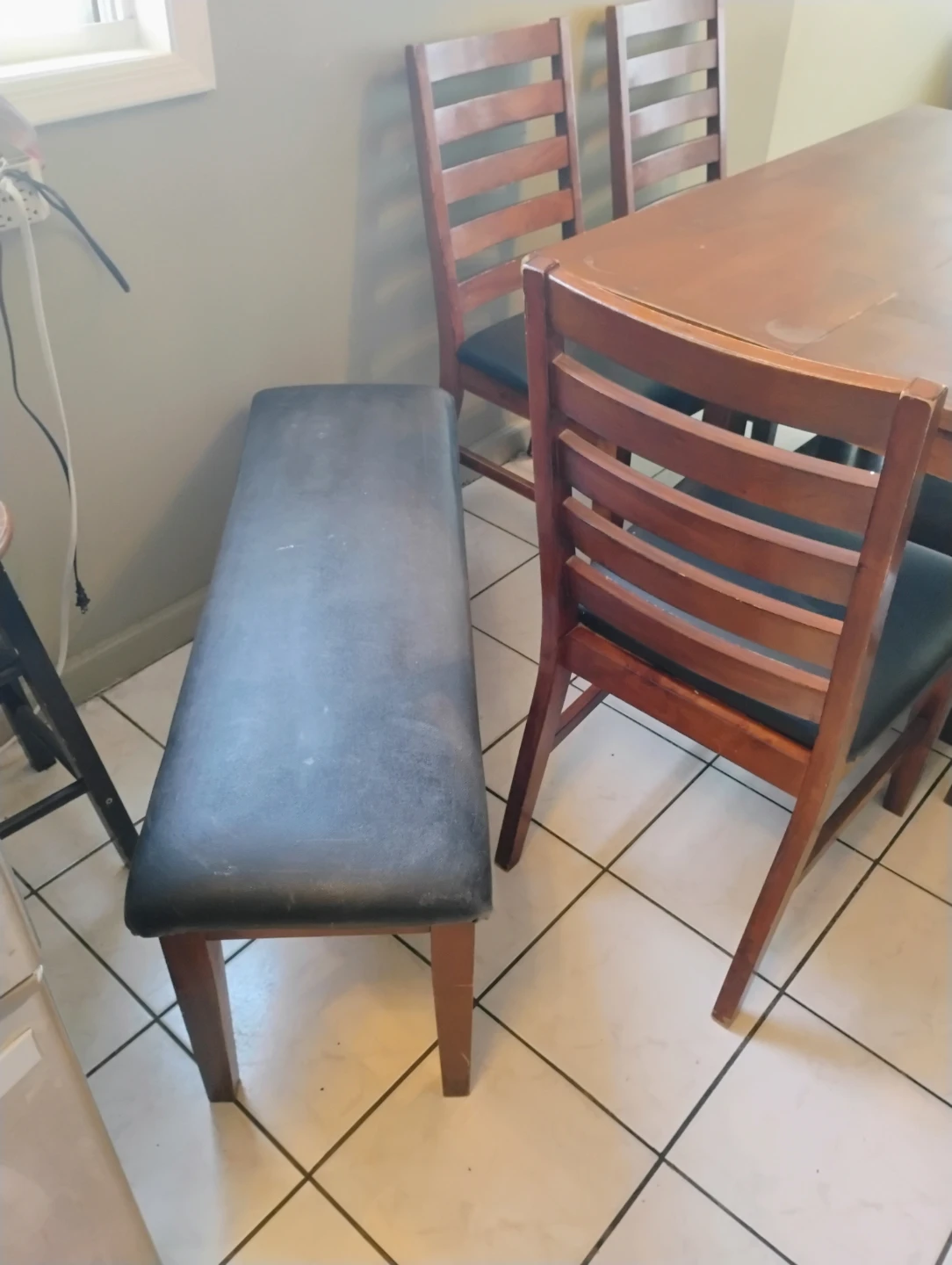 Wooden Dining Table with 4 Chairs and Bench - photo 3