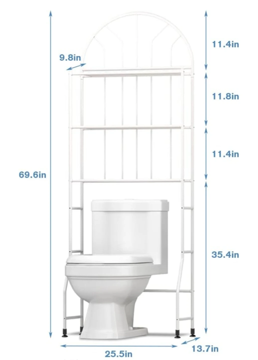 White Metal Over-the-Toilet Shelf Unit with Baskets - photo 3
