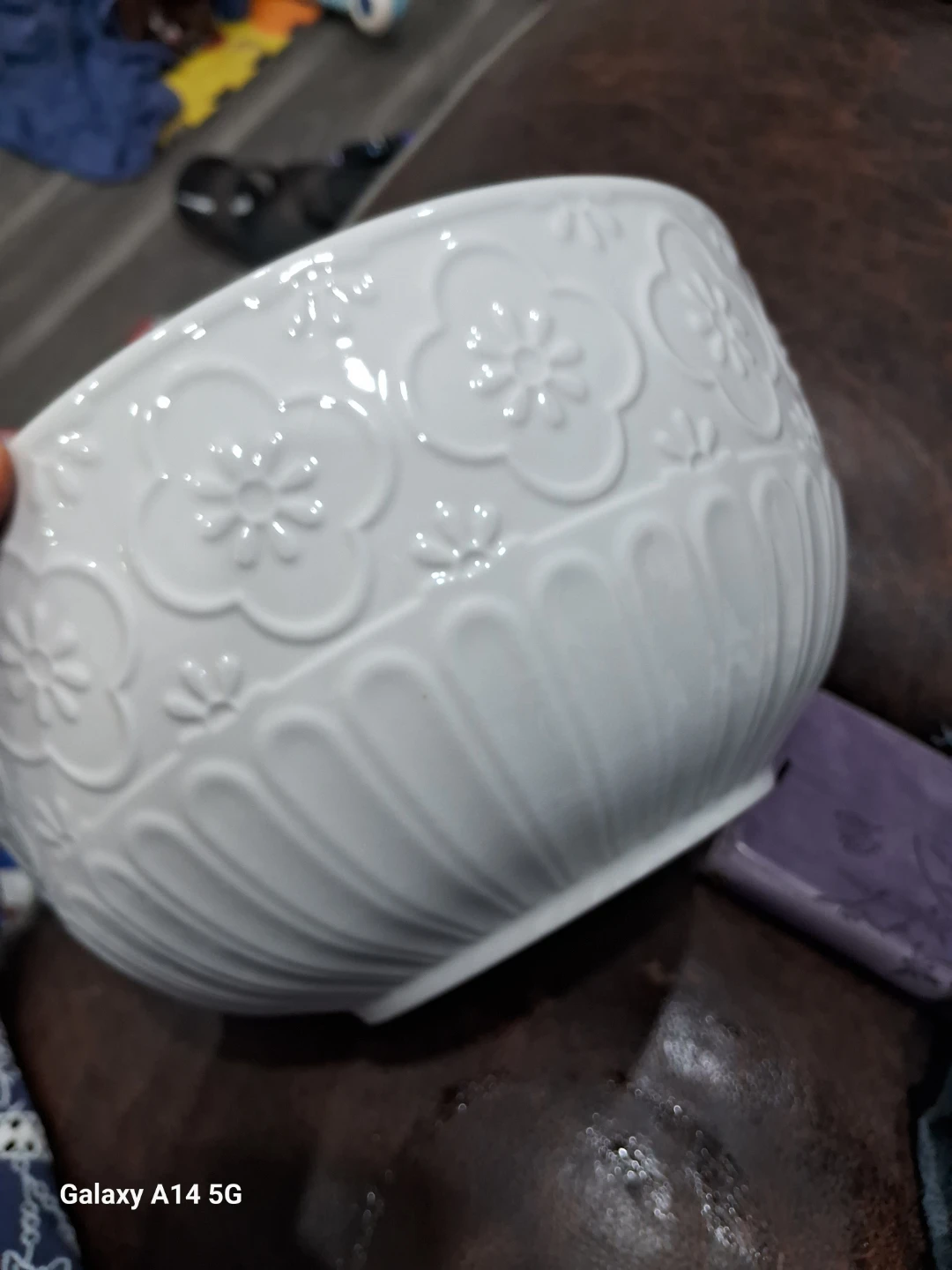 White Embossed Serving Bowl - photo 3