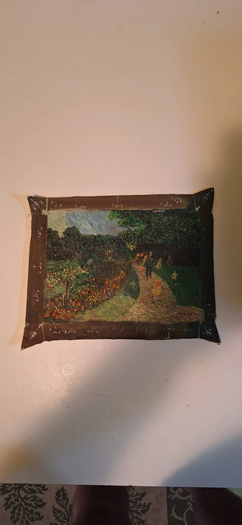 Original Oil Painting - Park Scene with Figures