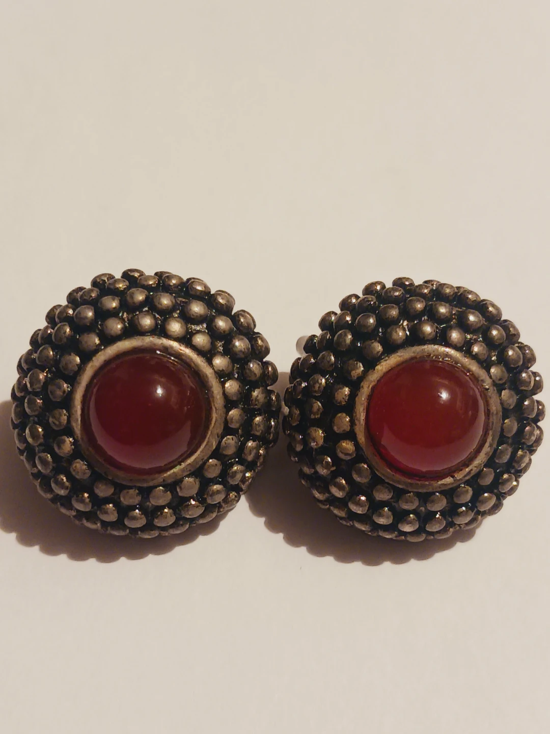 Gorgeous Bohemian Vintage Carnelian Stone Clip-on Earrings