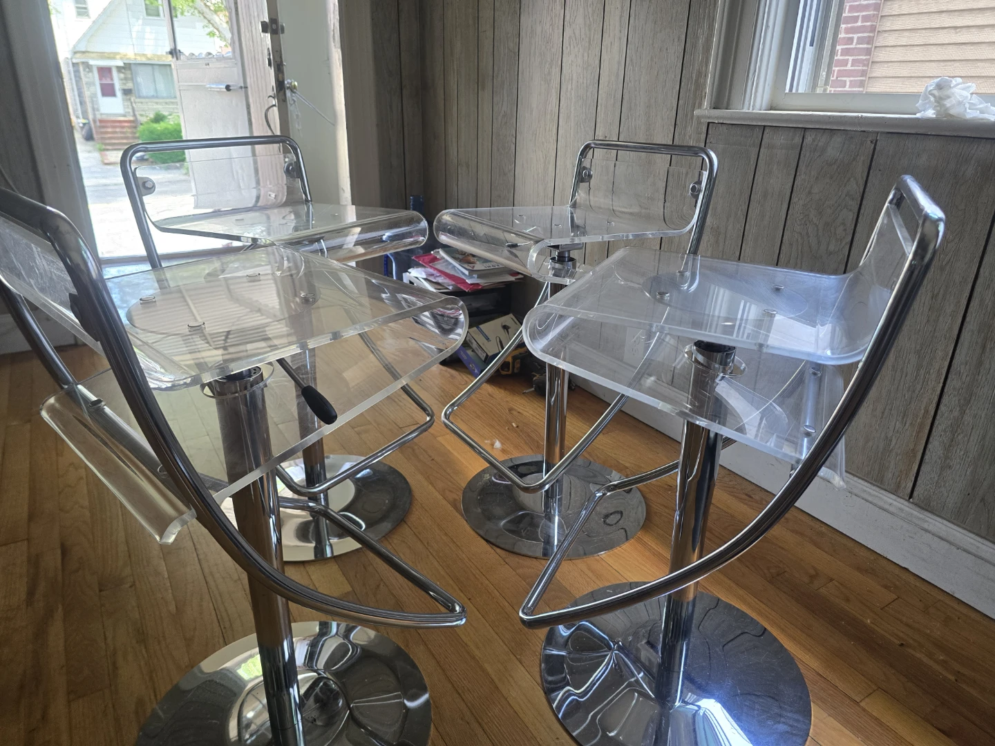 Euro Style . Set of 4 Clear Acrylic Bar Stools