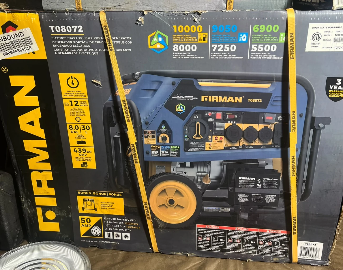 Firman T08072 Electric Start Tri Fuel Portable Generator