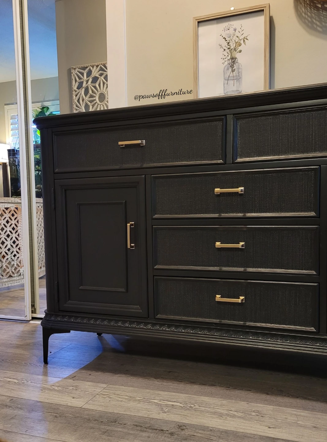 Refinished Black  Sideboard with Champagne Gold Hardware - photo 2