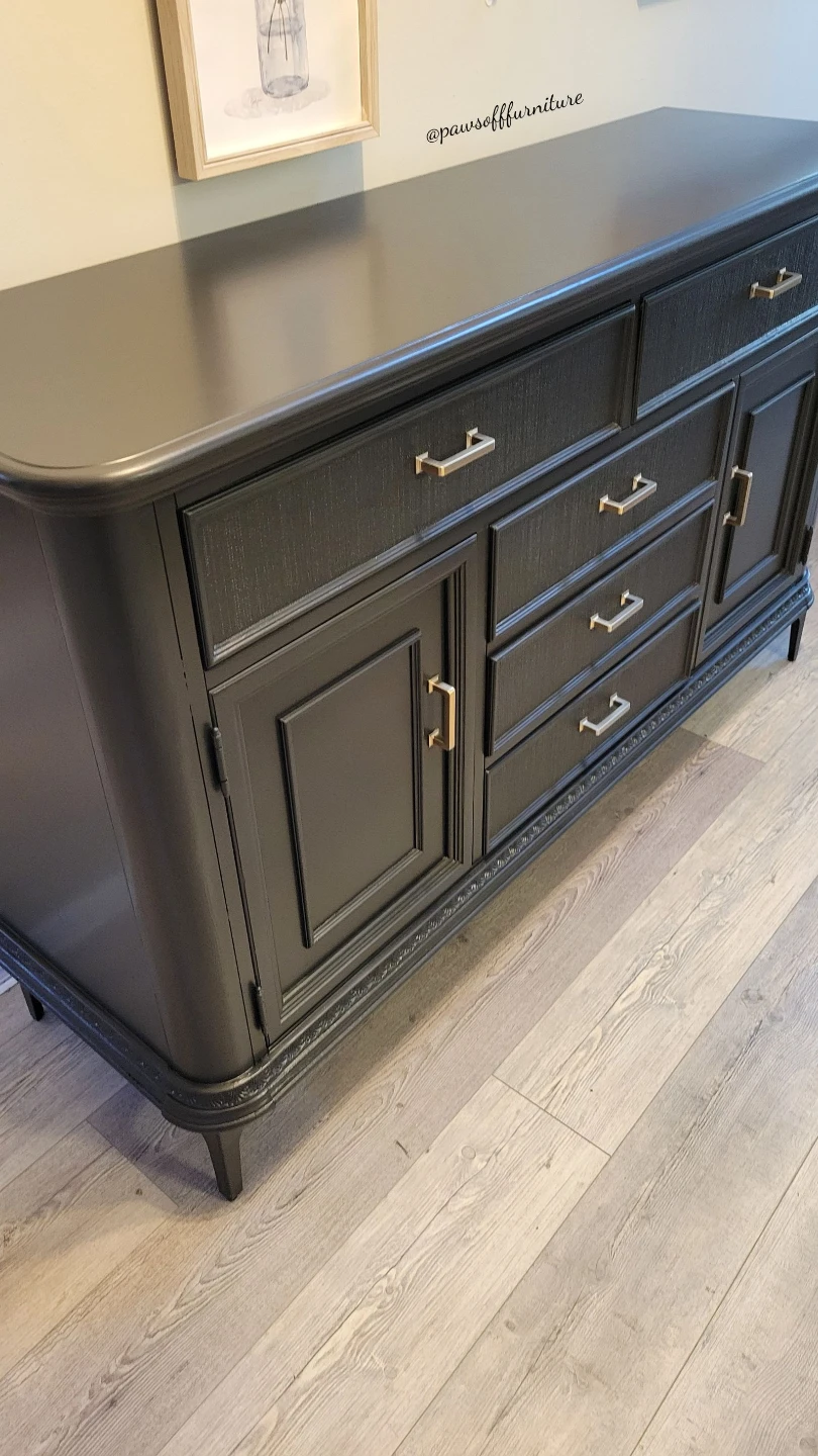 Refinished Black  Sideboard with Champagne Gold Hardware - photo 4