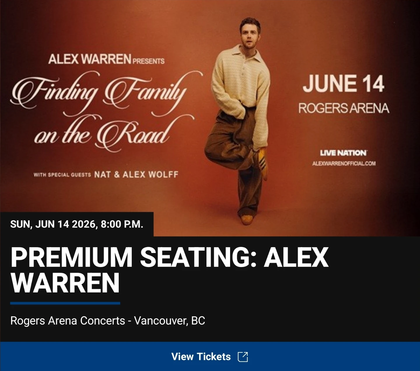 Alex Warren "Finding Family on the Road" Concert Tickets