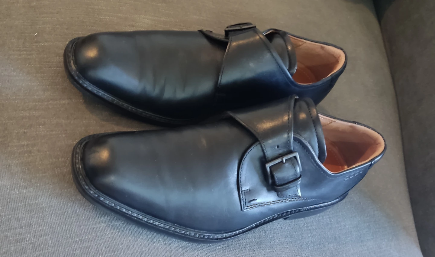 Men's ECCO Black Leather Monk Strap Shoes - photo 3