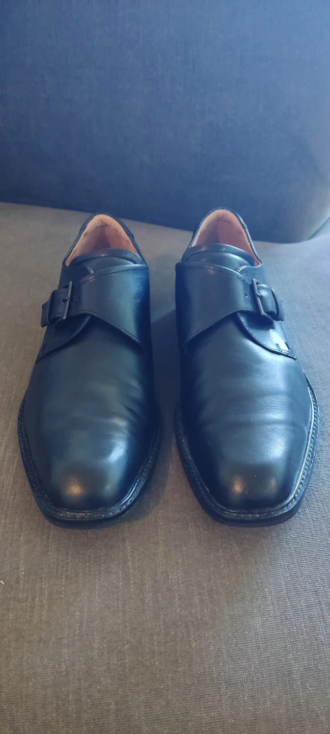 Men's ECCO Black Leather Monk Strap Shoes