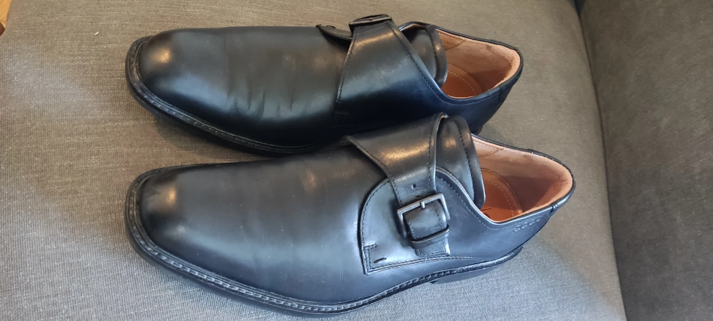 Men's ECCO Black Leather Monk Strap Shoes - photo 5