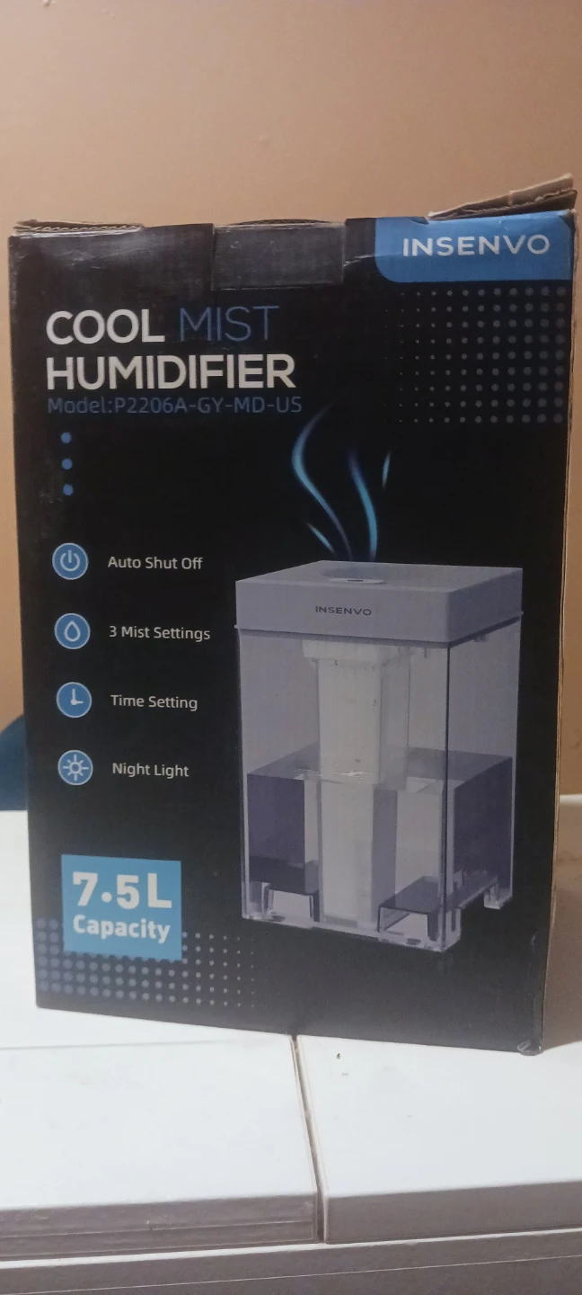 INSENVO Cool Mist Humidifier P2206A-GY-MD-US 7.5L