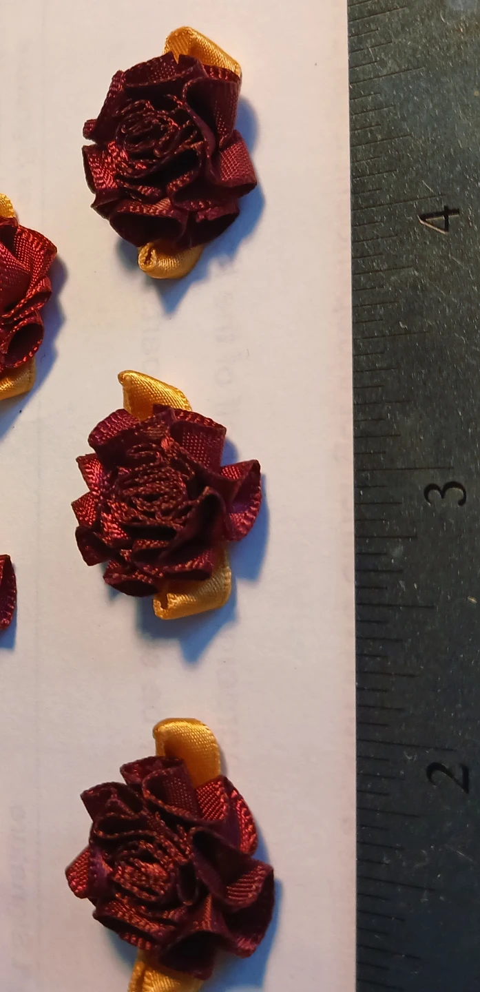 Set of 10 Silk Ribbon Roses - Burgundy/Gold - photo 5