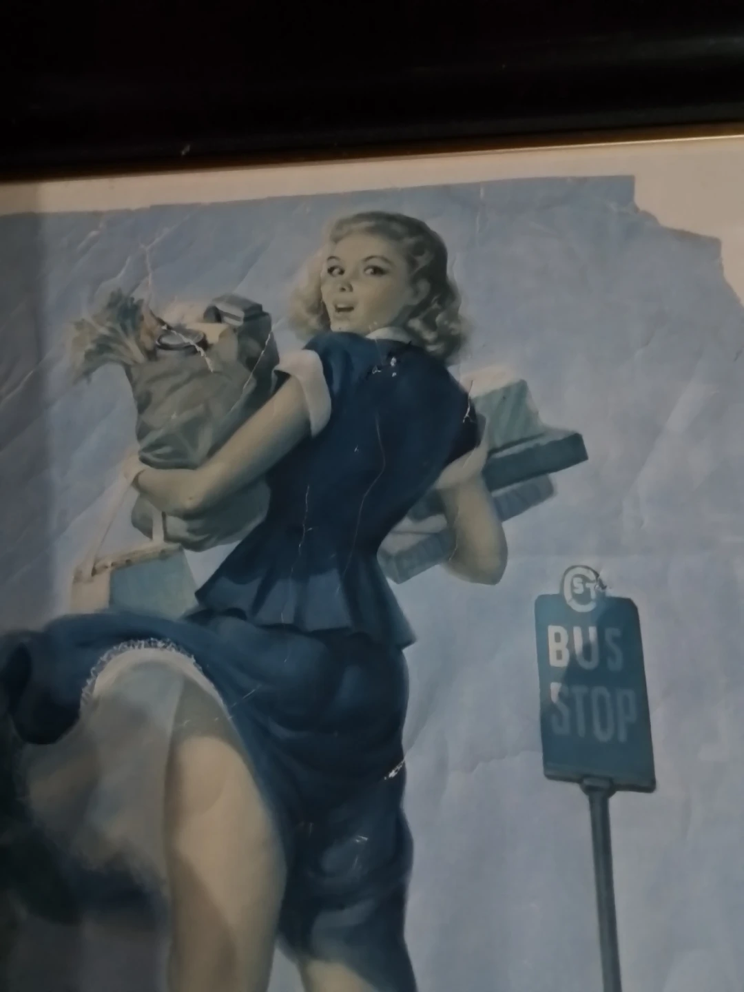 Vintage Pin-Up Art Print - Bus Stop Scene - photo 5