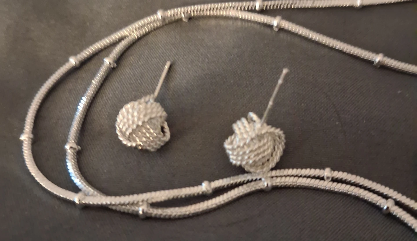 Silver Tone Necklace and Earring Set - photo 4