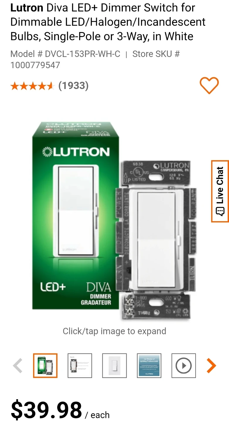 Lutron Diva LED+ Dimmer Switch - White