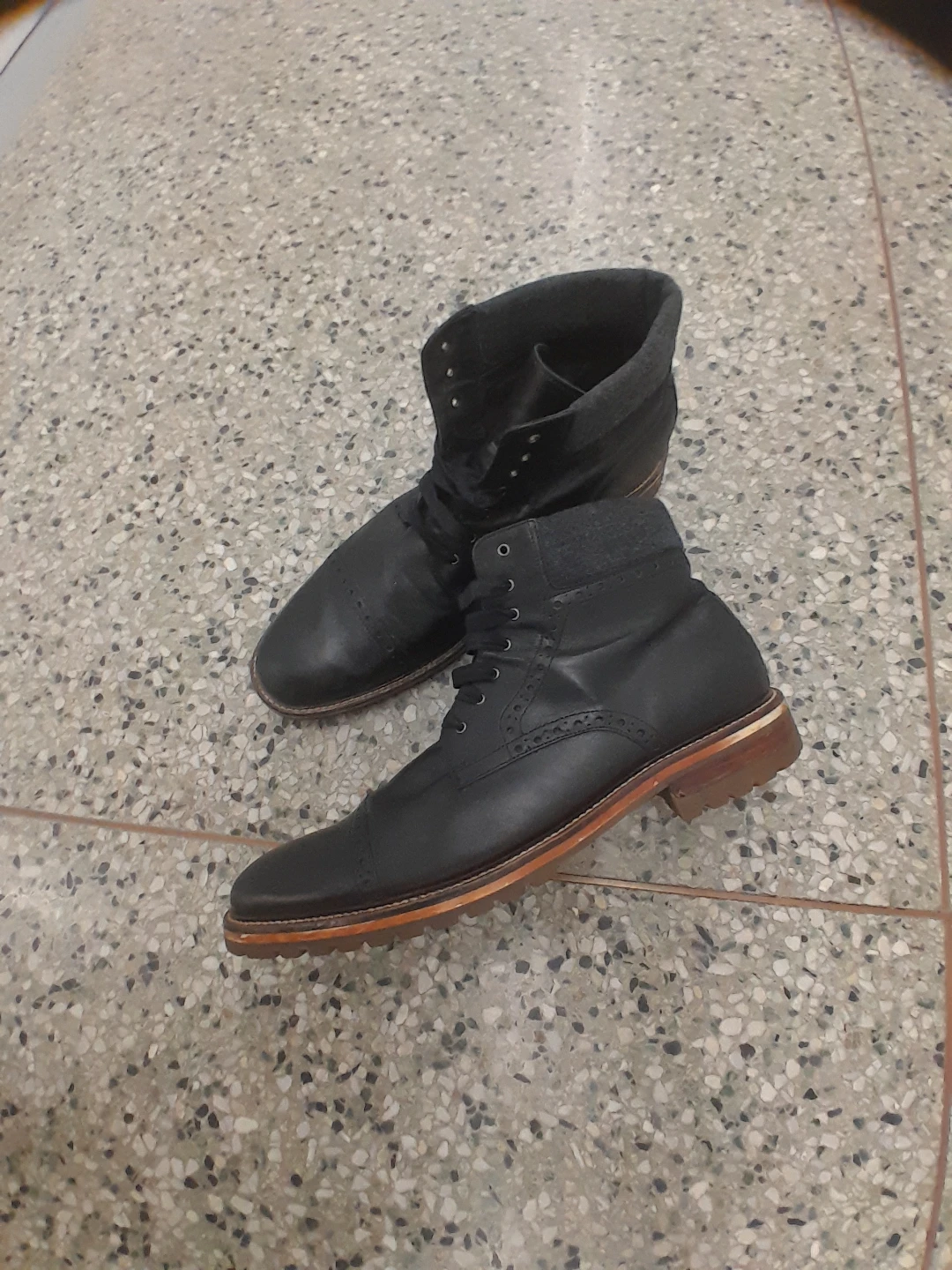Black Leather Lace-up Boots Est 1850 Men's Size 13 - photo 4