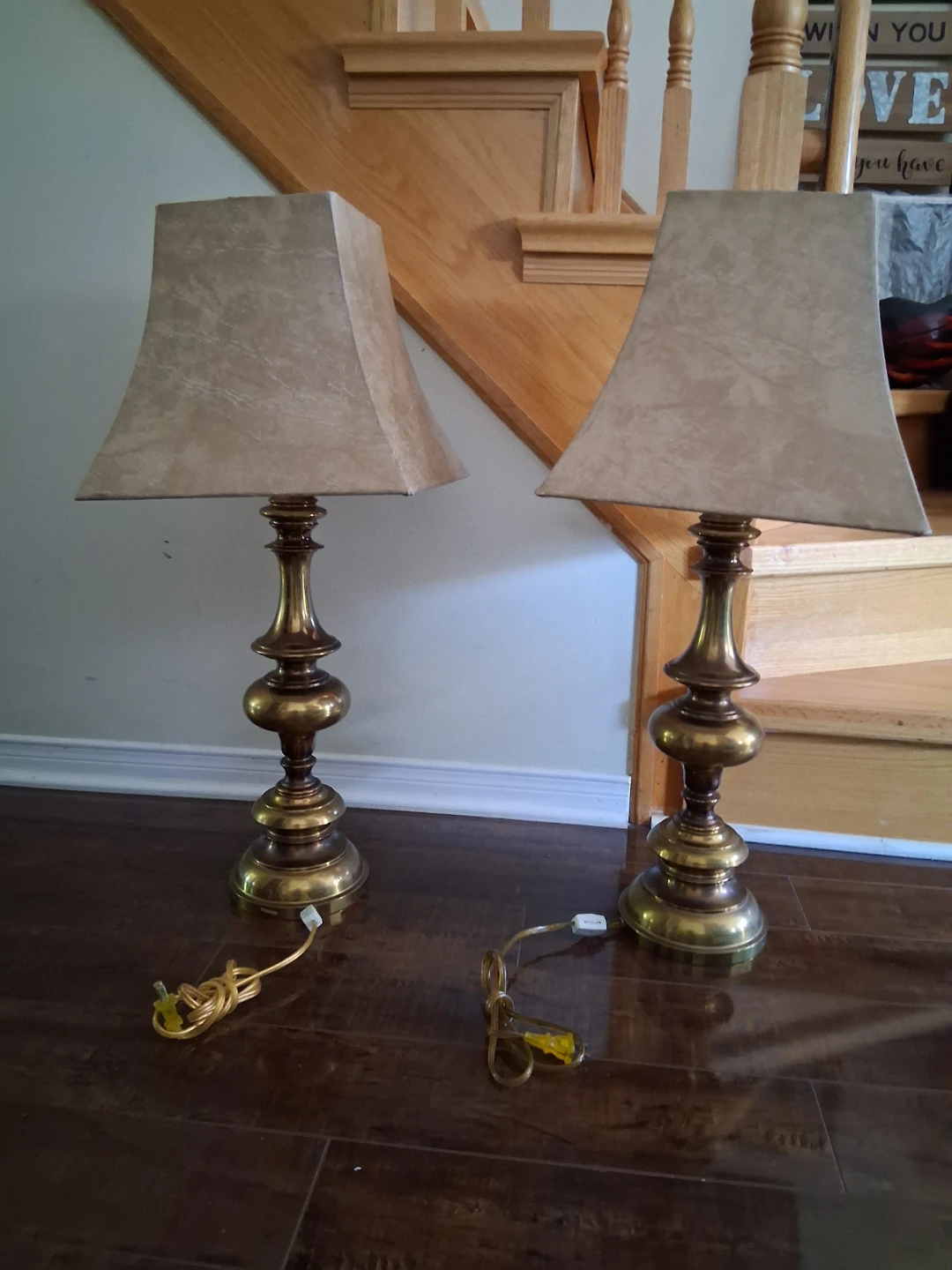 Vintage Brass Table Lamps - Pair 29" tall - photo 2