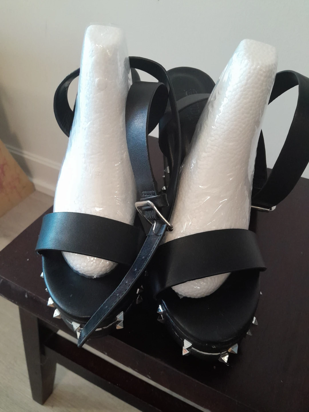 Black Wedge Heels with Studs - photo 2