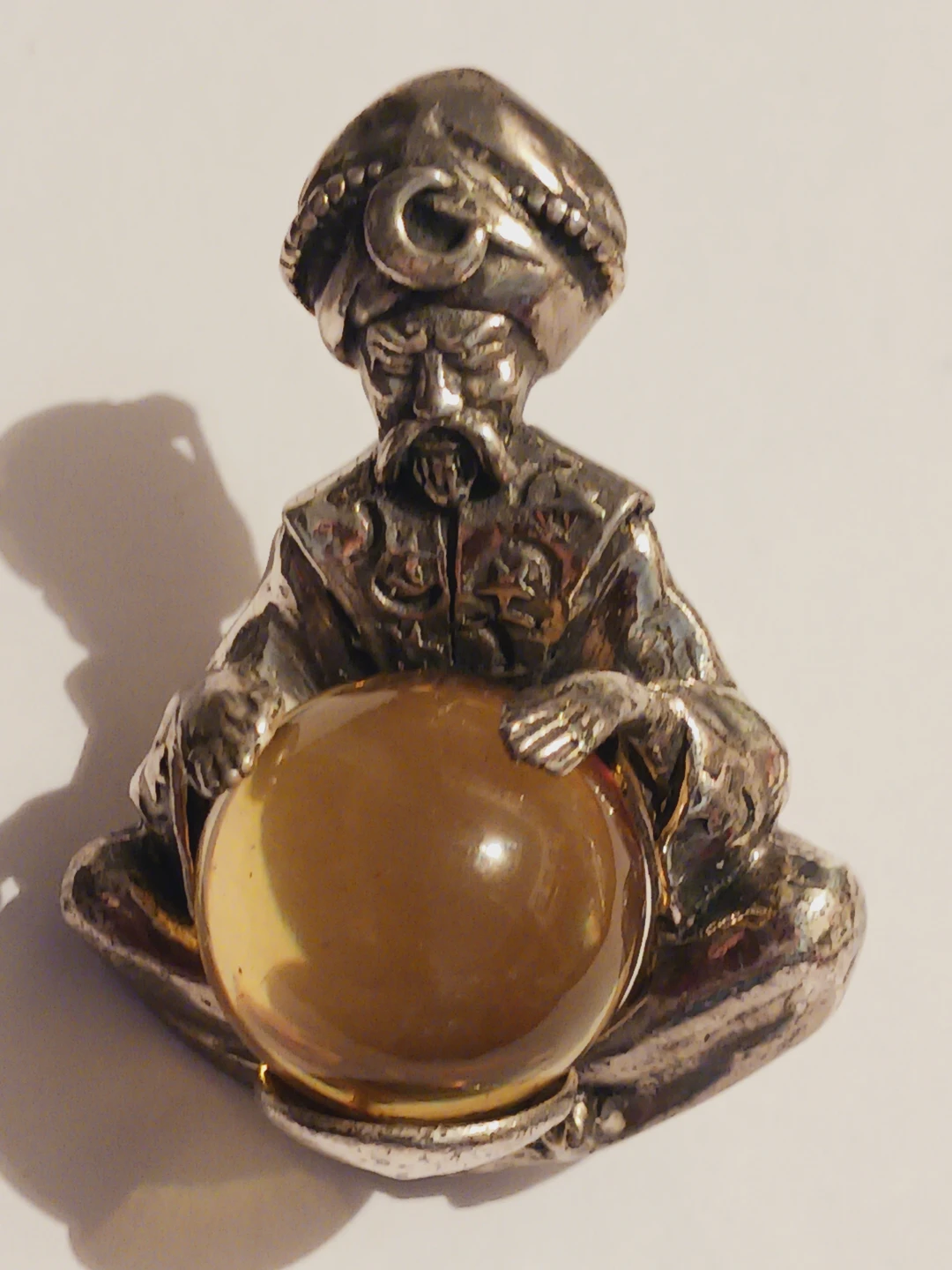 Thief of Baghdad Fortune Teller Figurine Brooch with Amber Stone - photo 5