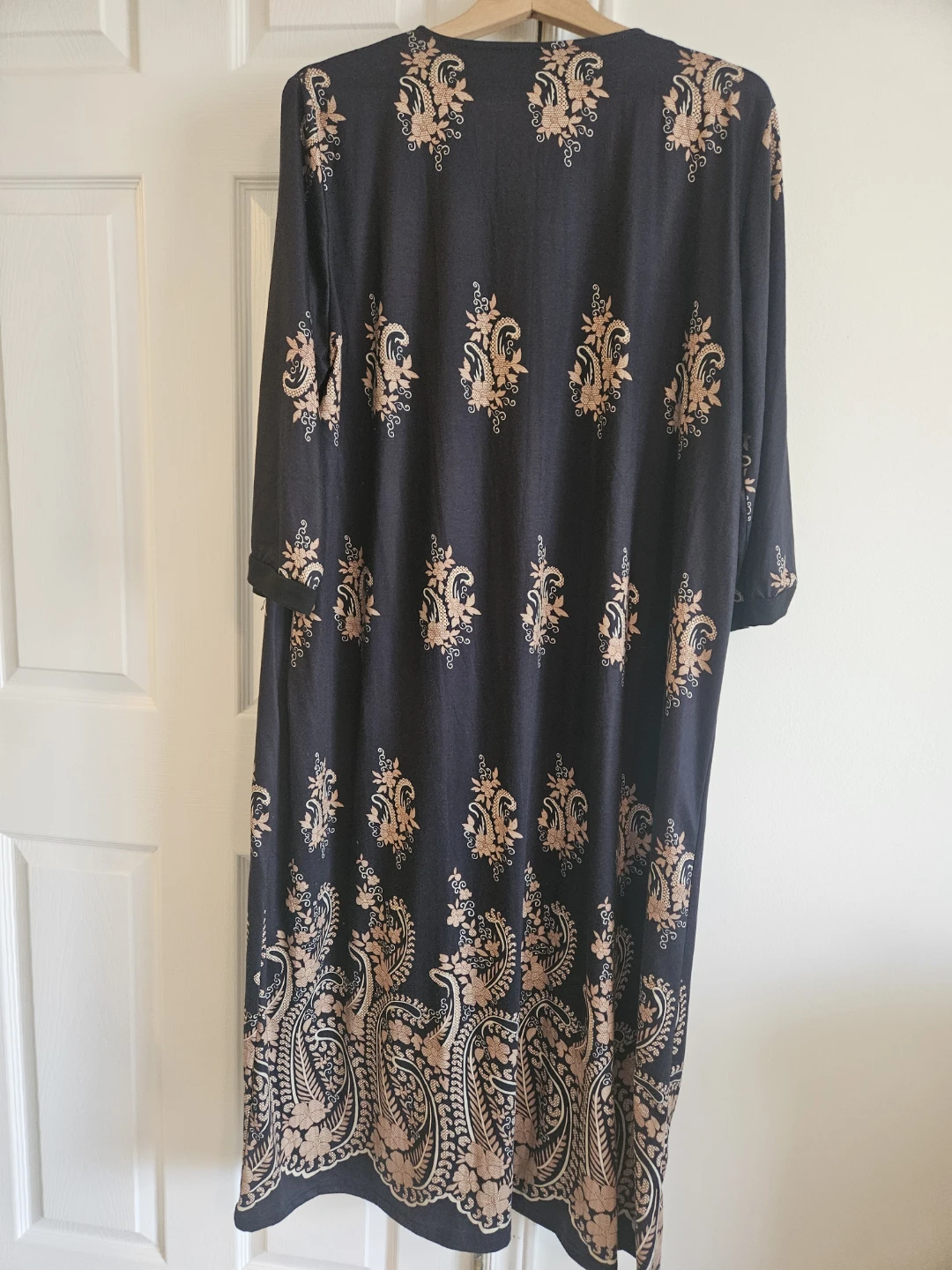 Black /Gold colour  Paisley Print Zip-Up Midi Dress, Bathrobe - photo 2