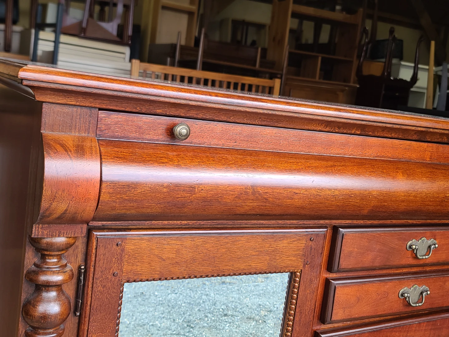 Vintage Wooden Chifforobe with Mirrored Door - photo 5