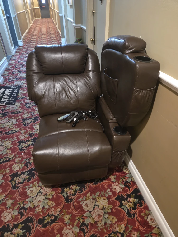 Brown Faux Leather Recliner Chair with Power Lift & Massage