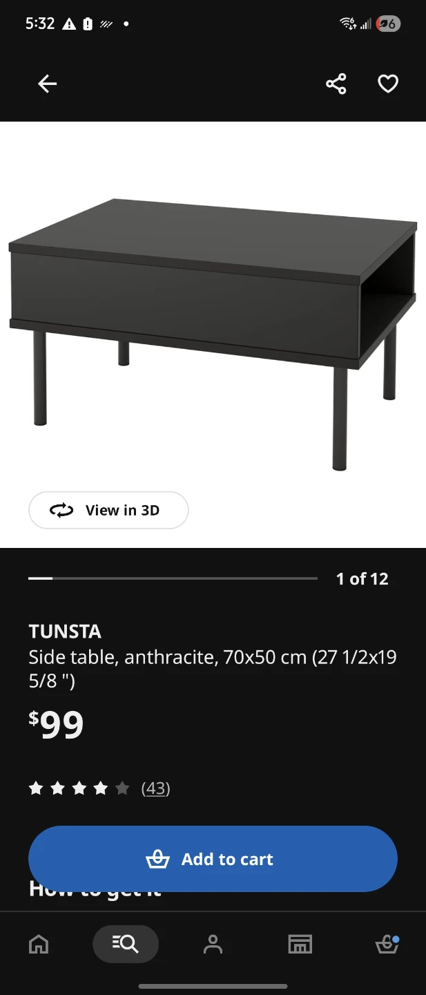 IKEA TUNSTA Side Table - Anthracite - photo 2